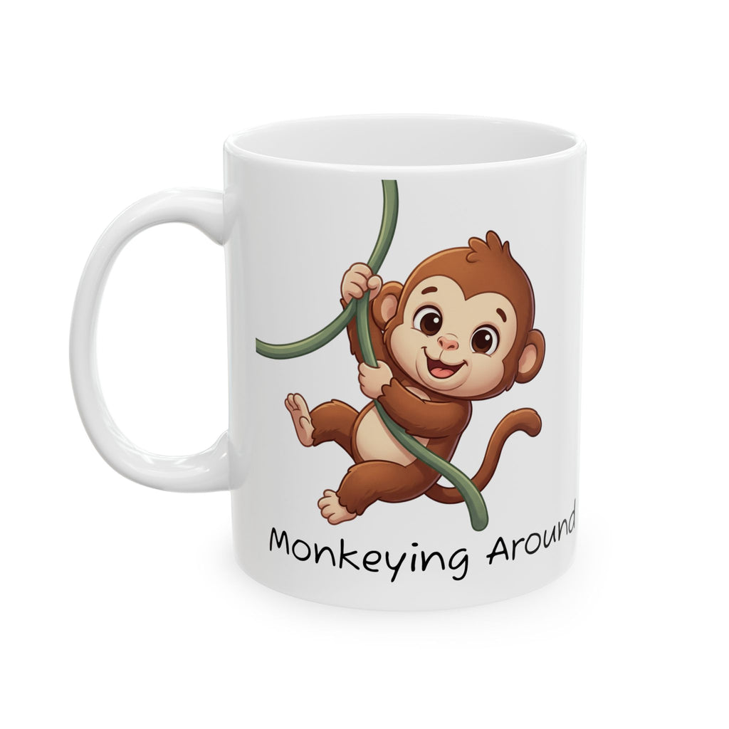 Playful Baby Monkey Illustration Mug | Cute Nursery Animal Coffee Cup
