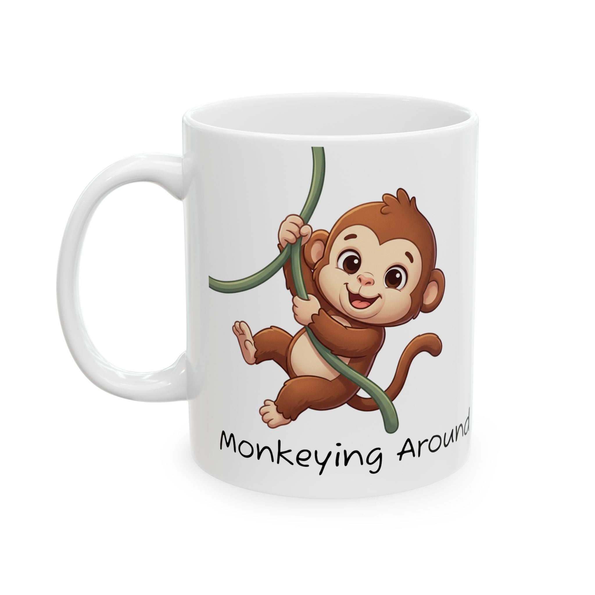 Playful Baby Monkey Illustration Mug | Cute Nursery Animal Coffee Cup
