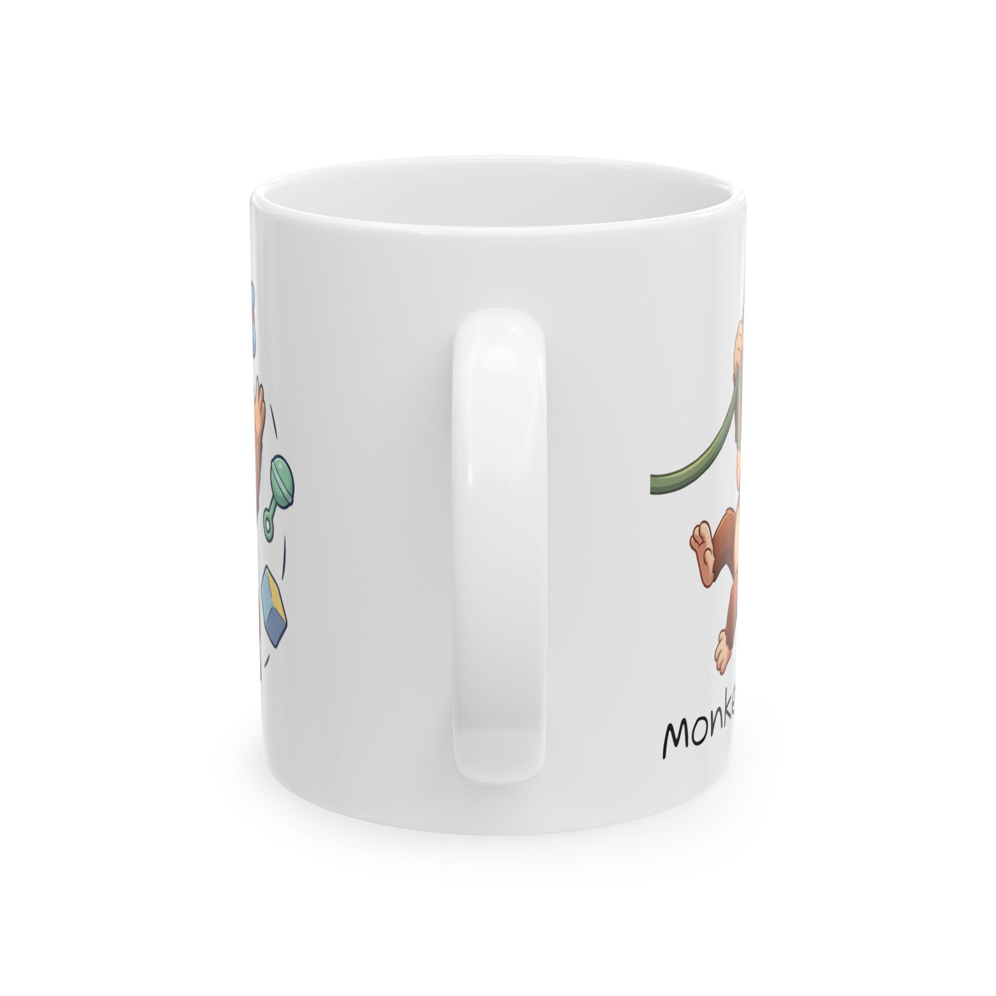 Playful Baby Monkey Illustration Mug | Cute Nursery Animal Coffee Cup