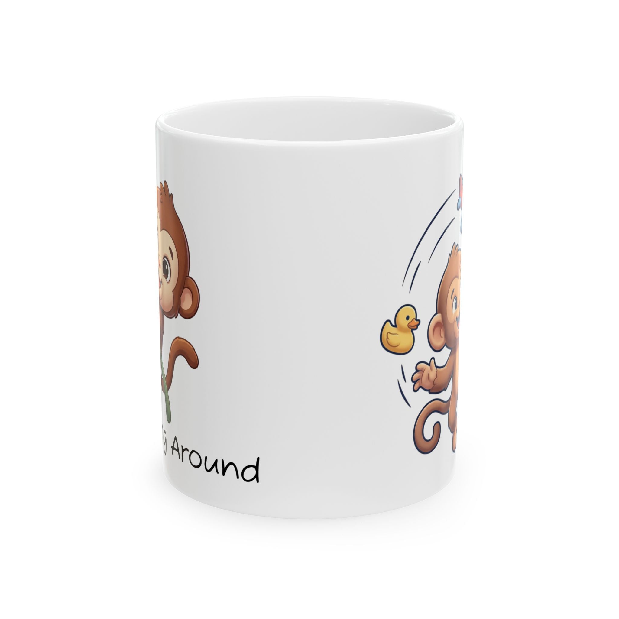 Playful Baby Monkey Illustration Mug | Cute Nursery Animal Coffee Cup